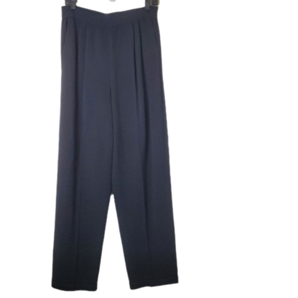 St. John By Marie Gray Women's Black Santana Sweater Knit Trousers Pull On Pants